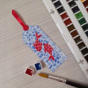 Handmade Watercolor Lover Golden Fishes Bookmark