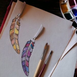 Handmade Watercolor Colorful Feather!