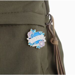 Book Lover and Purple Flower Pin