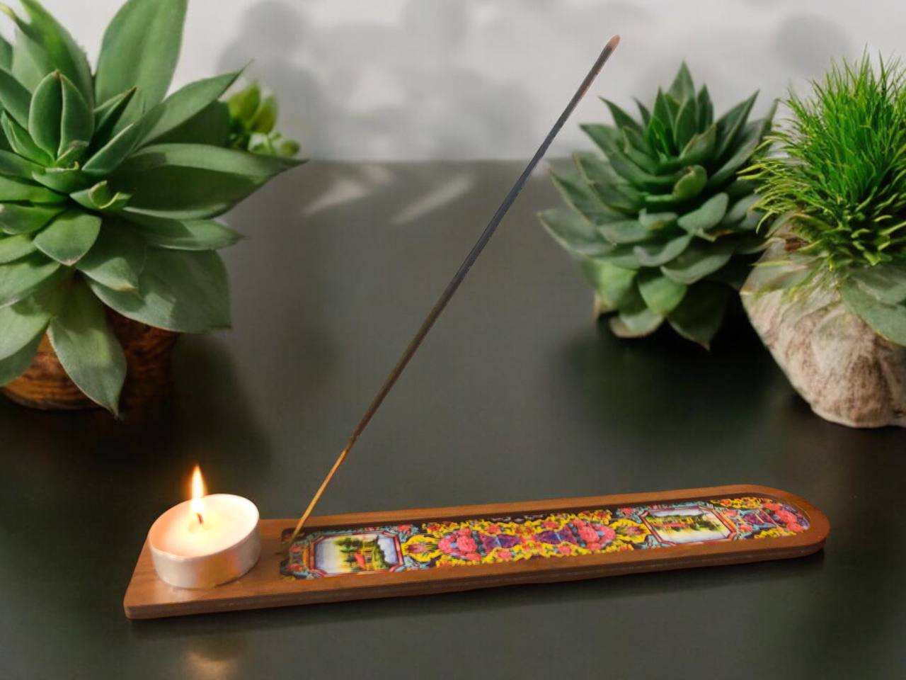 Printed Wooden Incense and Warmer Holder