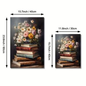 Old Books with Flowers Poster(Frameless)