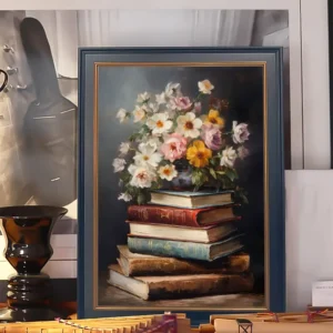 Old Books with Flowers Poster(Frameless)
