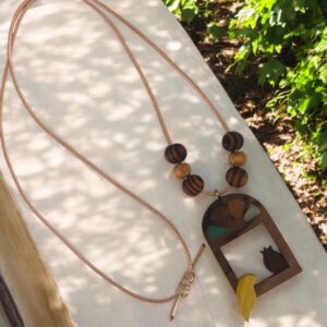 Persian-Inspired Wooden Window Necklace