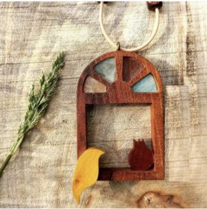 Persian-Inspired Wooden Window Necklace