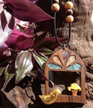 Persian-Inspired Wooden Window Necklace