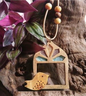 Persian-Inspired Wooden Window Necklace