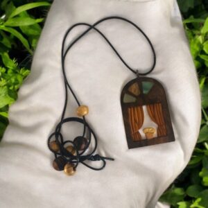 Persian-Inspired Wooden Window Necklace