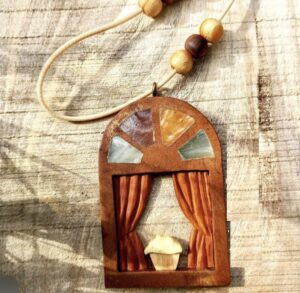 Persian-Inspired Wooden Window Necklace