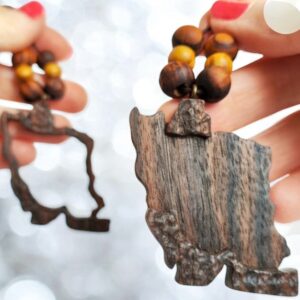 Wooden Iran Map Necklace