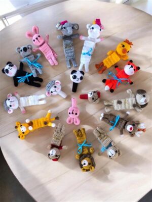 Knitted Pencil Toppers and Bookmark Set