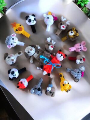 Knitted Pencil Toppers and Bookmark Set